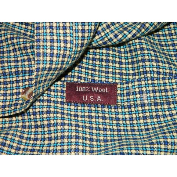 Marlboro Classics Men's Check Long Sleeve Shirt Blue 100% Wool Cowboy Size Large - Picture 12 of 12